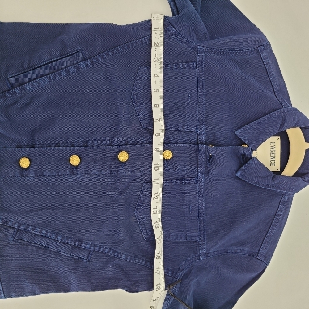 L’agence | Celine Slim Jacket In Marine Ocean Blue denim size small Petit - Picture 6 of 12